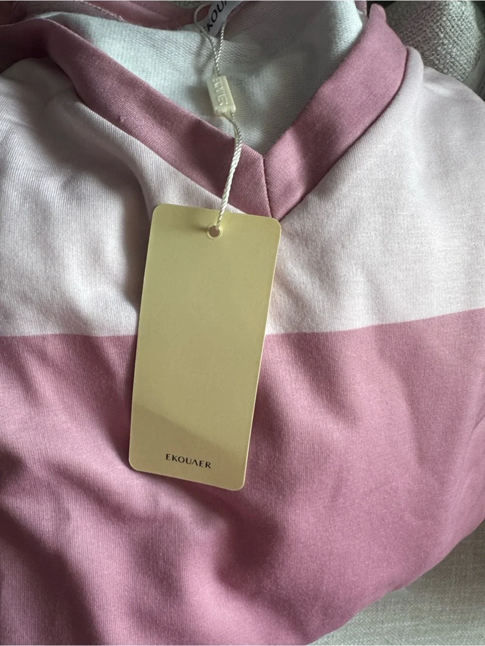 Women's Pink & White Stripe V-Neck Matching Set